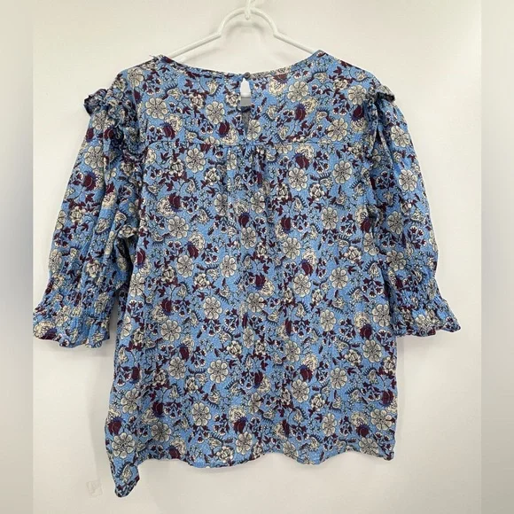 LOFT Blue Floral Blouse - Picture 4 of 11